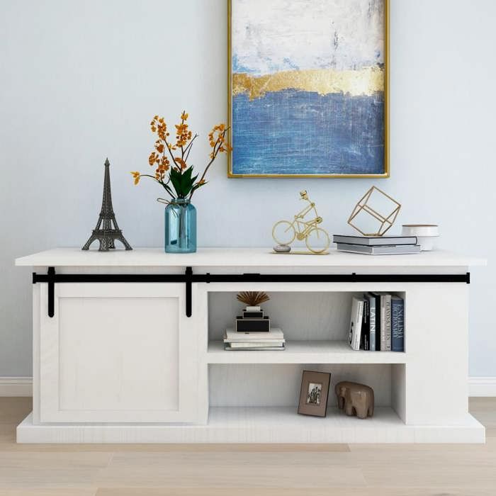 Sliding Cabinet Door Kit - vidaXL - 183 Cm - Carbon Steel - Black - Sliding To the Left