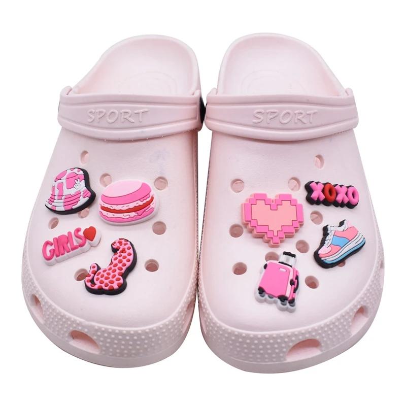 Trendy Pink Detachable Shoe Buckles for Hole Shoes Sandal Shoes Party Favors Shoe Decoration Set Adorable Style Shoe Charm 37Pcs