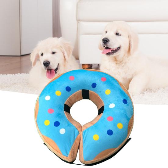 Pet Collar Cartoon Printing Fastener Tape Adjustment Inflatable Dog Lick-Proof Collar After Surgery Pet Supplies