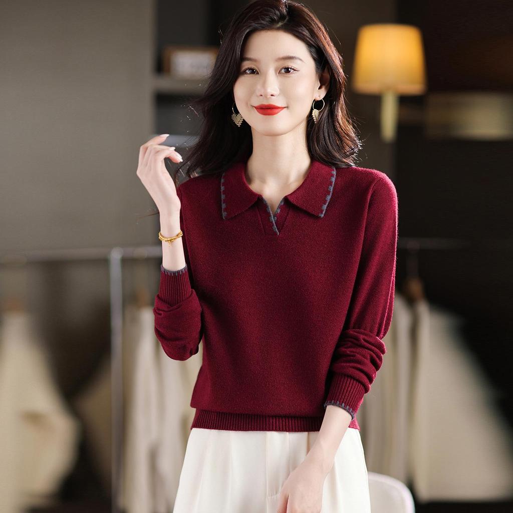 Women's 2025 Autumn Loose Lapel Wool Sweater - Versatile, Stylish Knit Top
