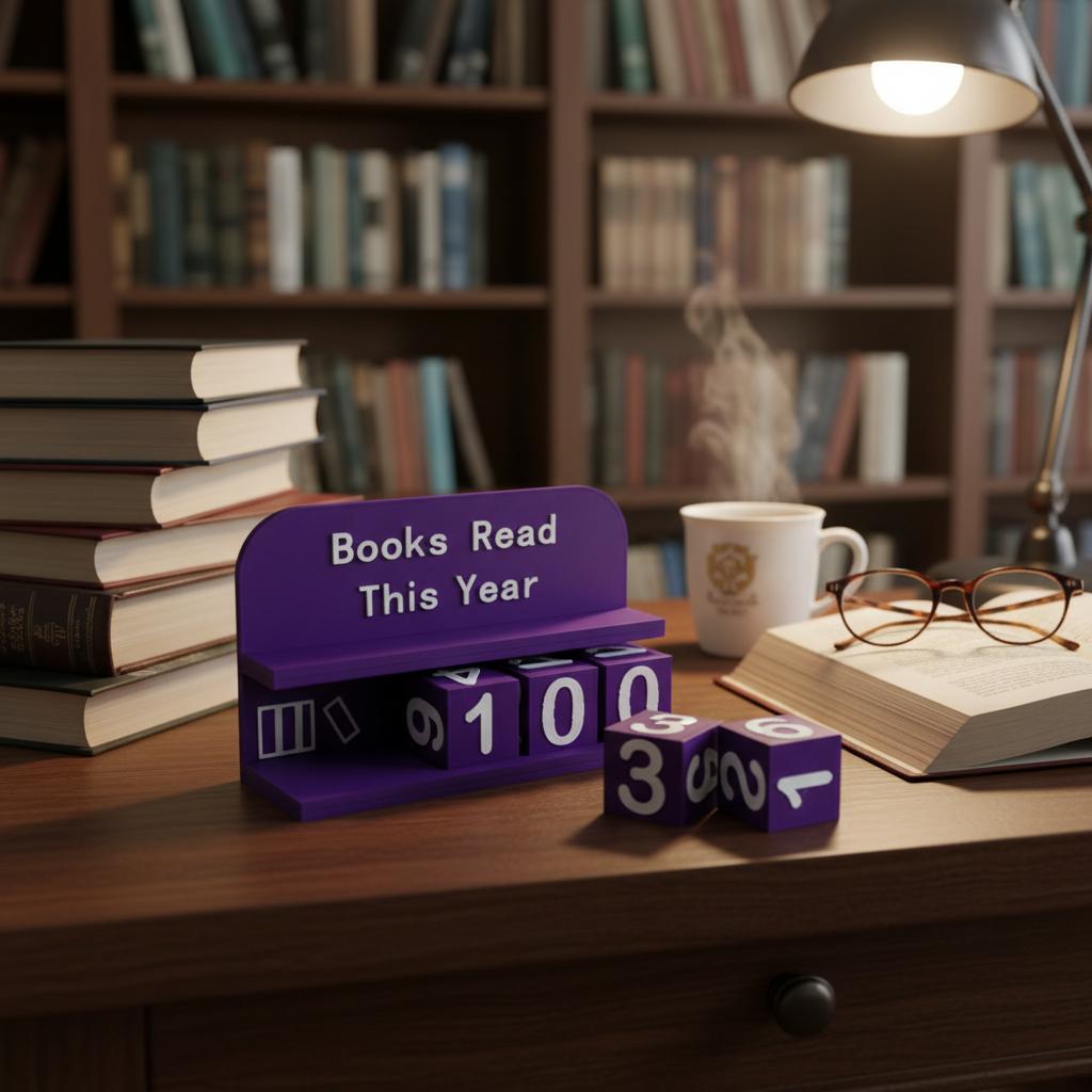 Read This Year Book Counter Decor 3D Printed Reading Tracker with Clear Text and Numbers for Desk Office Bookshelf Decoration