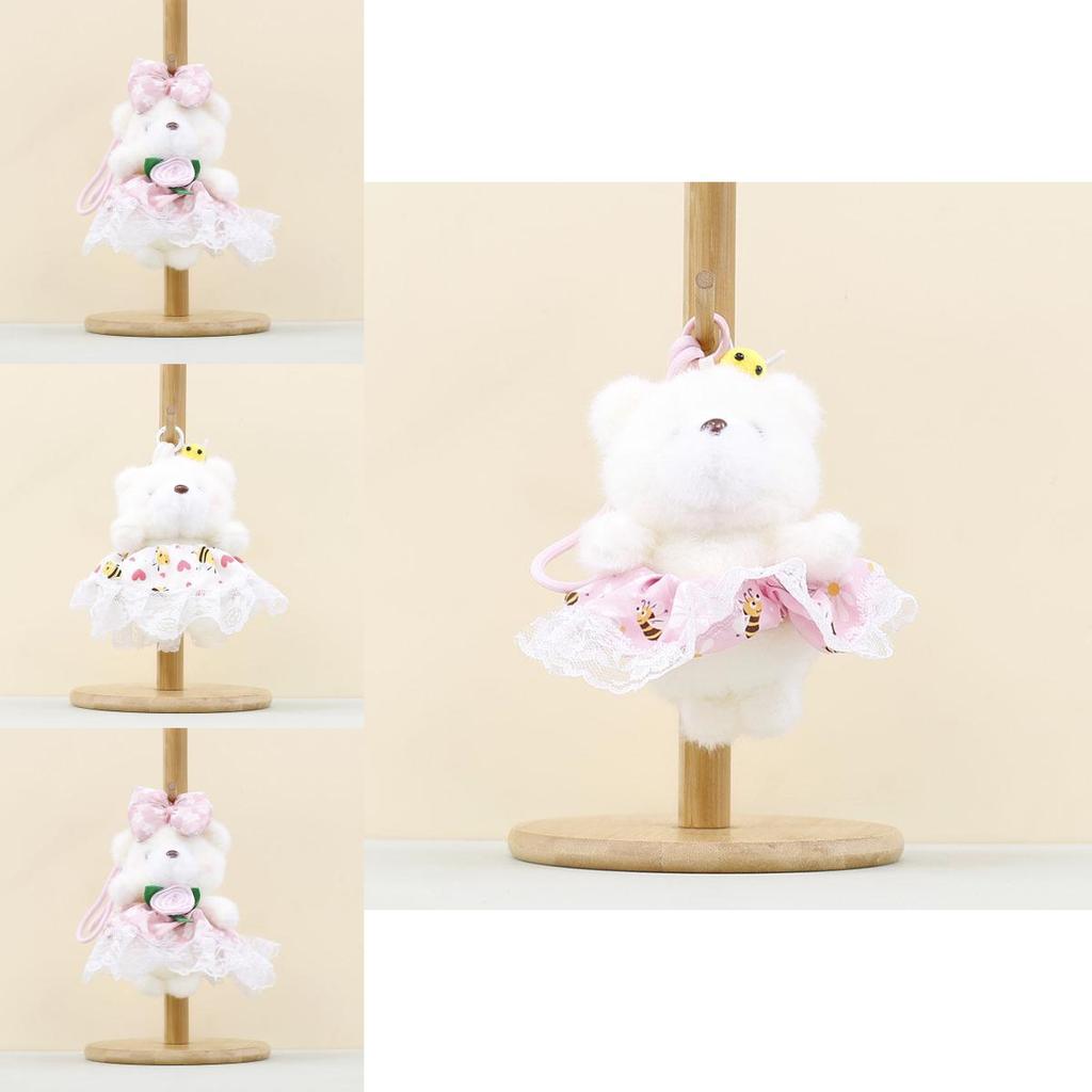 Cute Rose Bear Plush Keychain With Pp Cotton Filling For Girls Bags And Decor