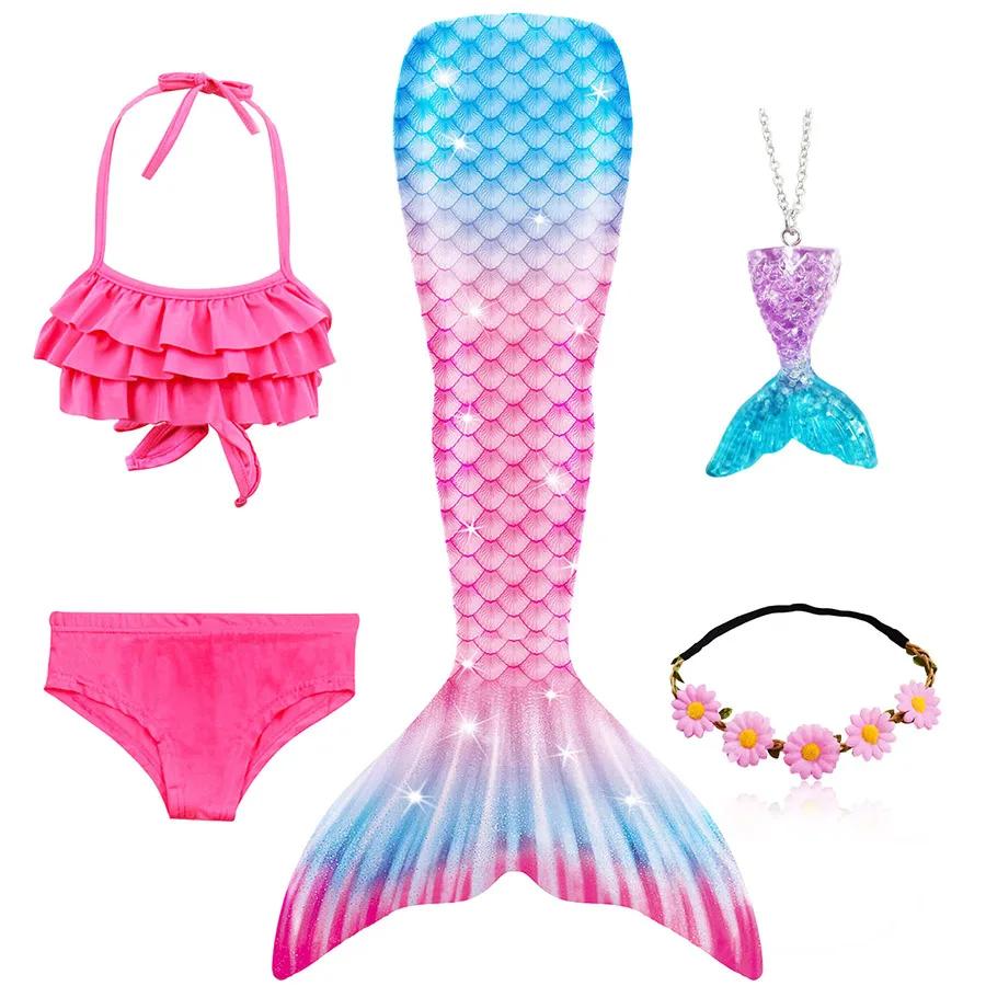 Dívky Ocas mořské panny do bazénu Plavky s ocasem mořské panny Bikini Plavky Halloweenský kostým Cosplay Lze přidat monoploutev