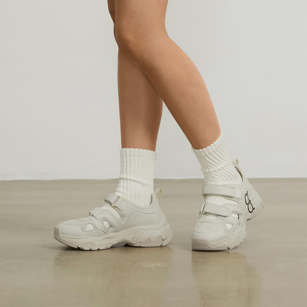 MLB Sandal Chunky Mask Breathable River Trekking Shoes Unisex Beige Black Sneakers 3ASDCH143-43BGS