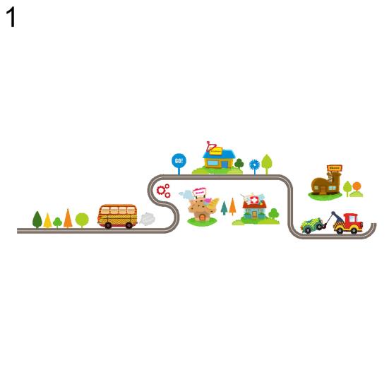 Cartoon Car Road Pattern Removable Wall Stickers DIY Art Decal Kids Room Decor