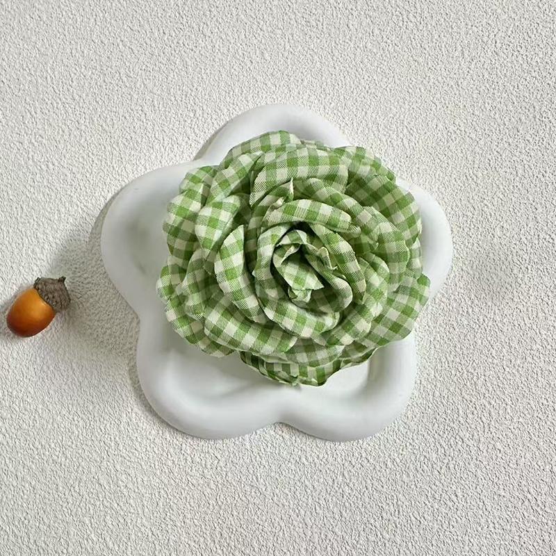 Plaid Fabric Flower Hair clip for women Elegant Ponytail Clip Fashion Girls Hair Accessories