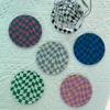 Retro Checkered Pattern Coaster ,round Acrylic Anti-slip Cup Pad Dining Table Placemat Cafe Decor ,Coffee Mug Cup Coasters Pad