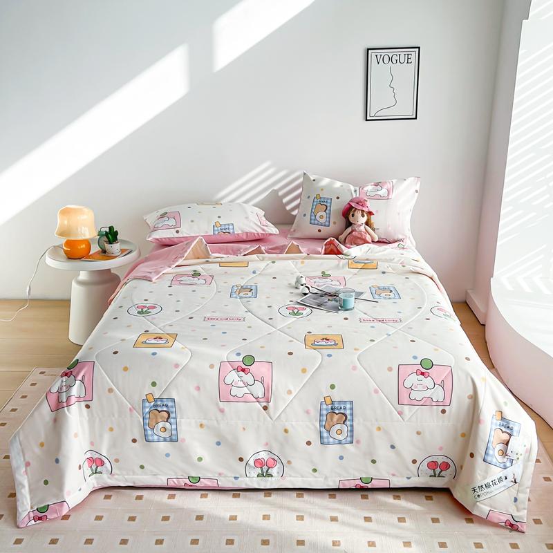 Cartoon Dinosaur Summer Quilt 100% Cotton Skin-friendly Breathable Air Conditioning Quilt Travel Camping Thin Blanket Washable