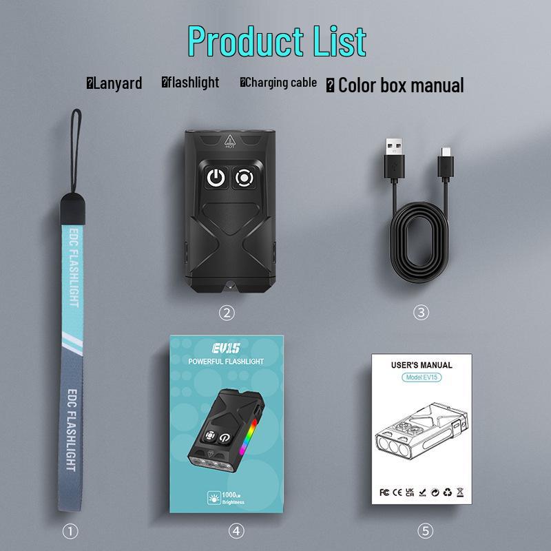 EDC RGB Mini Flashlight: High-Intensity, Long Battery, Quick Charge, Portable Emergency Keychain Light