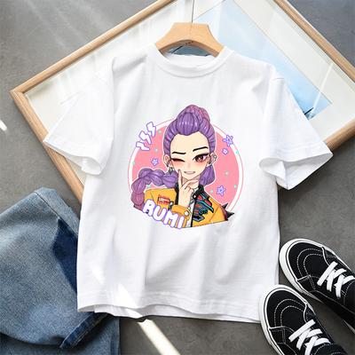 KPop Demon Hunters Child Cotton T-shirt Anime Character Print Short Sleeve Tees Girls' Summer Casual Tops Kids Birthday Gifts