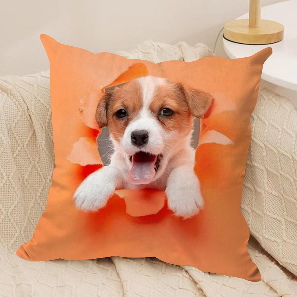 Cute Naughty Cats Dogs Cushion Cover Soft Plush DoubleSided Printed Sofa Pillow Cushion Cover AllSeason Durable Decor Gift