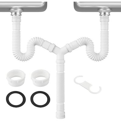 Double Sink P Trap Drain Kit with Adjustable Length from 20cm To 80cm