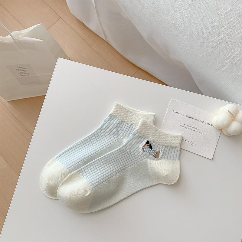 

Девочки Весна и Лето Милые и Прелестные Все Короткие Хлопковые Носки-Трубочки 1 pair синий