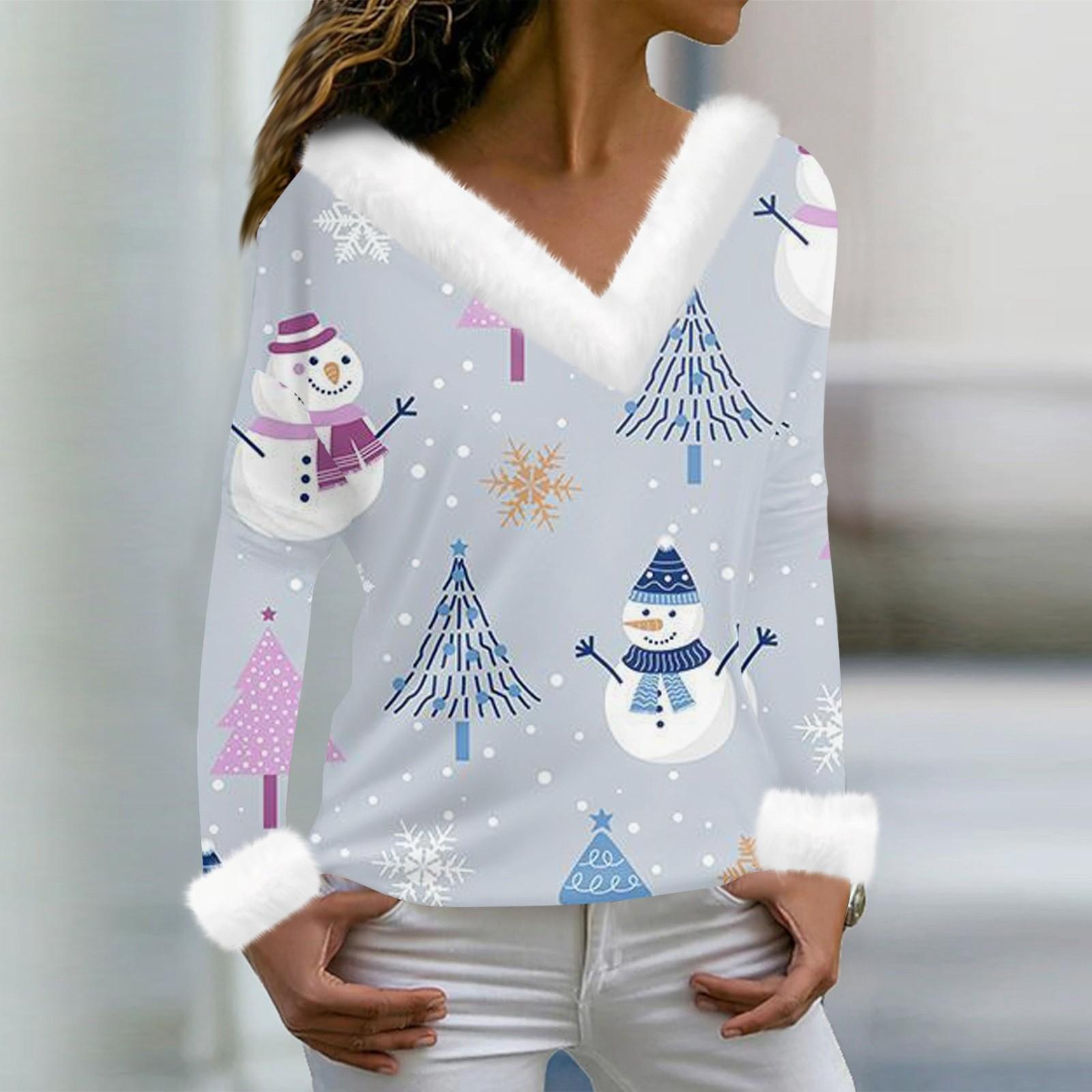 Женская мода с длинным рукавом и рождественским принтом для вечеринки — фото 4