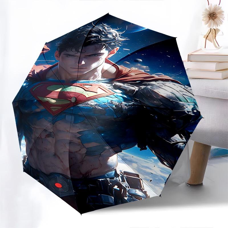 1pc Superman Space Automatic Folding Umbrella - Compact 8-Rib Design, Durable Plastic & Iron1089L