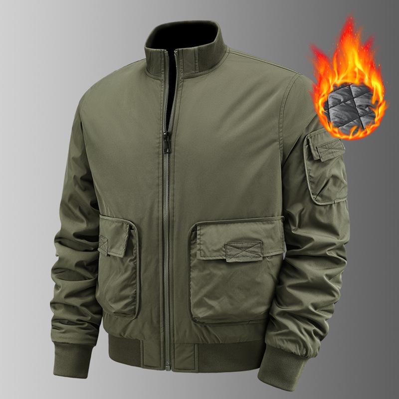 

Men s Casual Cotton Padded Workwear Jacket - Slim-fit, Thickened for Middle-aged and Elderly. 3XL армія зелений колір