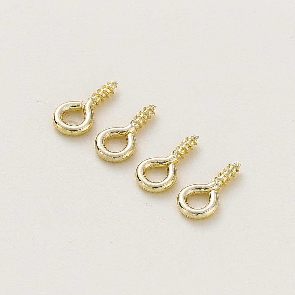 50pcs/lot 14K/18K Gold Plated Silver 8mm 10mm Screw Eye Pins Hooks Pendants Connectors Pins For Necklace Jewelry Accessories