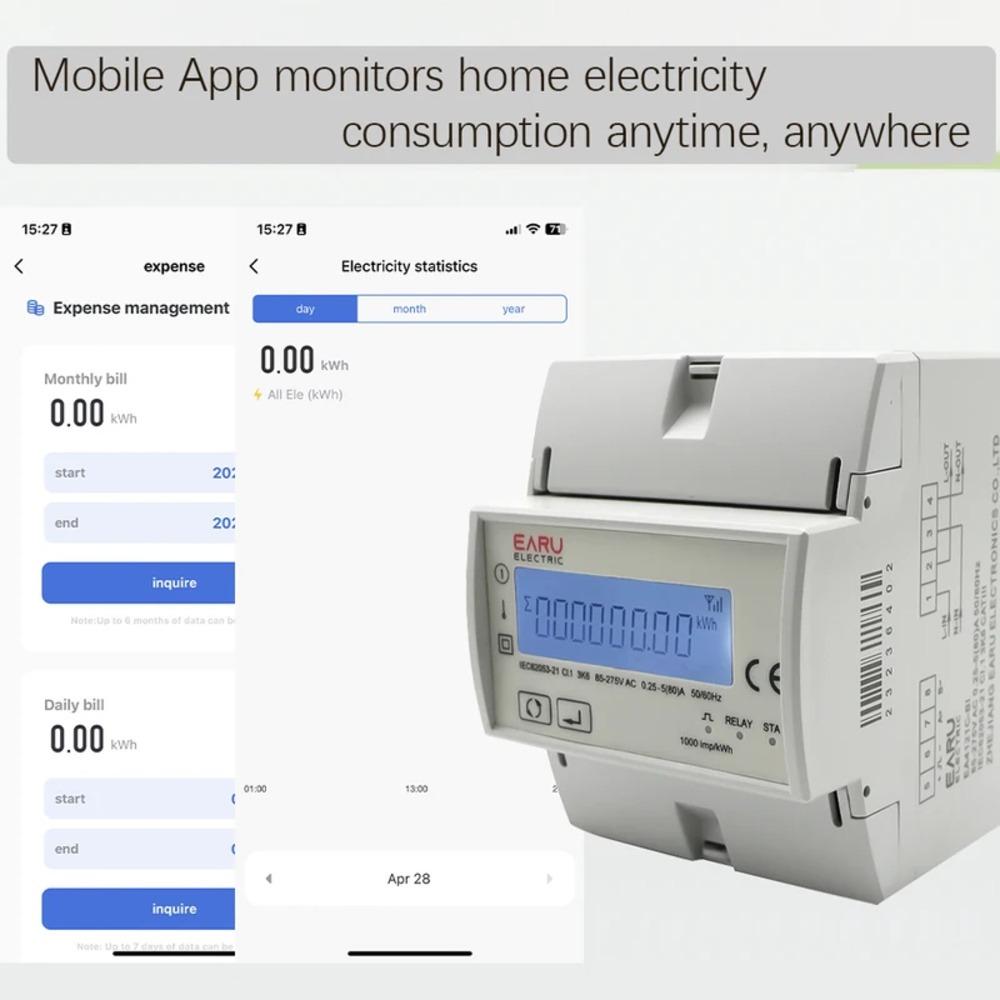 Tuya WiFi/Zigbee 80A Smart Single Phase 2Way Bidirectional Energy Meter Timer Power Consumption Monitor KWh Meter With Backlight