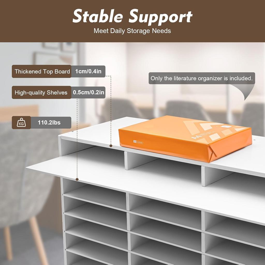 27-Slots Literature Organizer Adjustable Thickened PVC Mail Sorter Organizer, Open Design Versatile Classroom Mailbox Paper Organizer with Removable