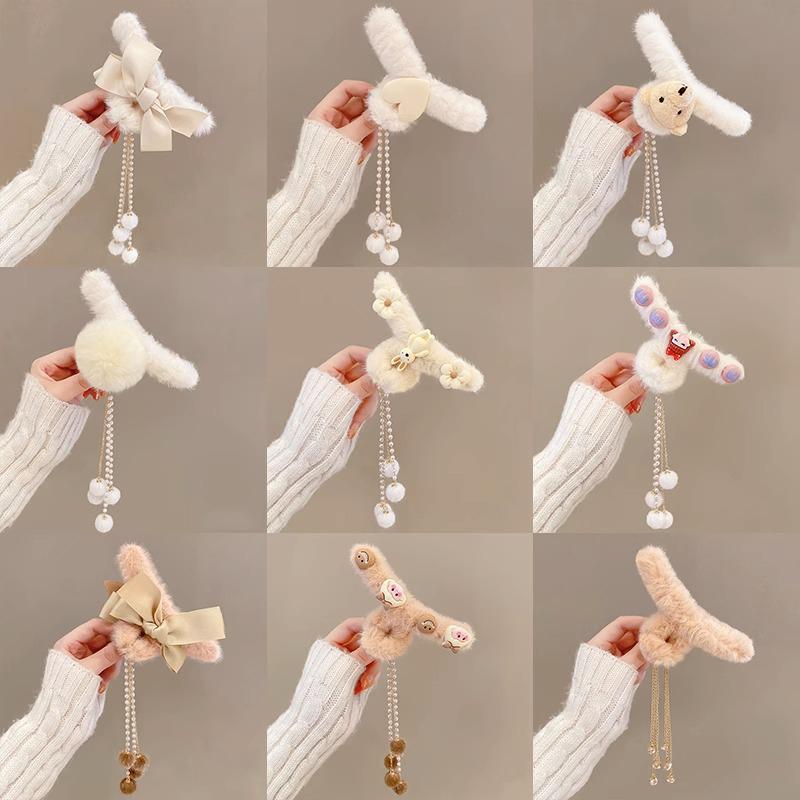 Hair Claw Headwear Women Fashion Faux Fur Hair Clip Acrylic Large Hair Claw Korea For Girl Winter Crab Barrette Hair Accessories