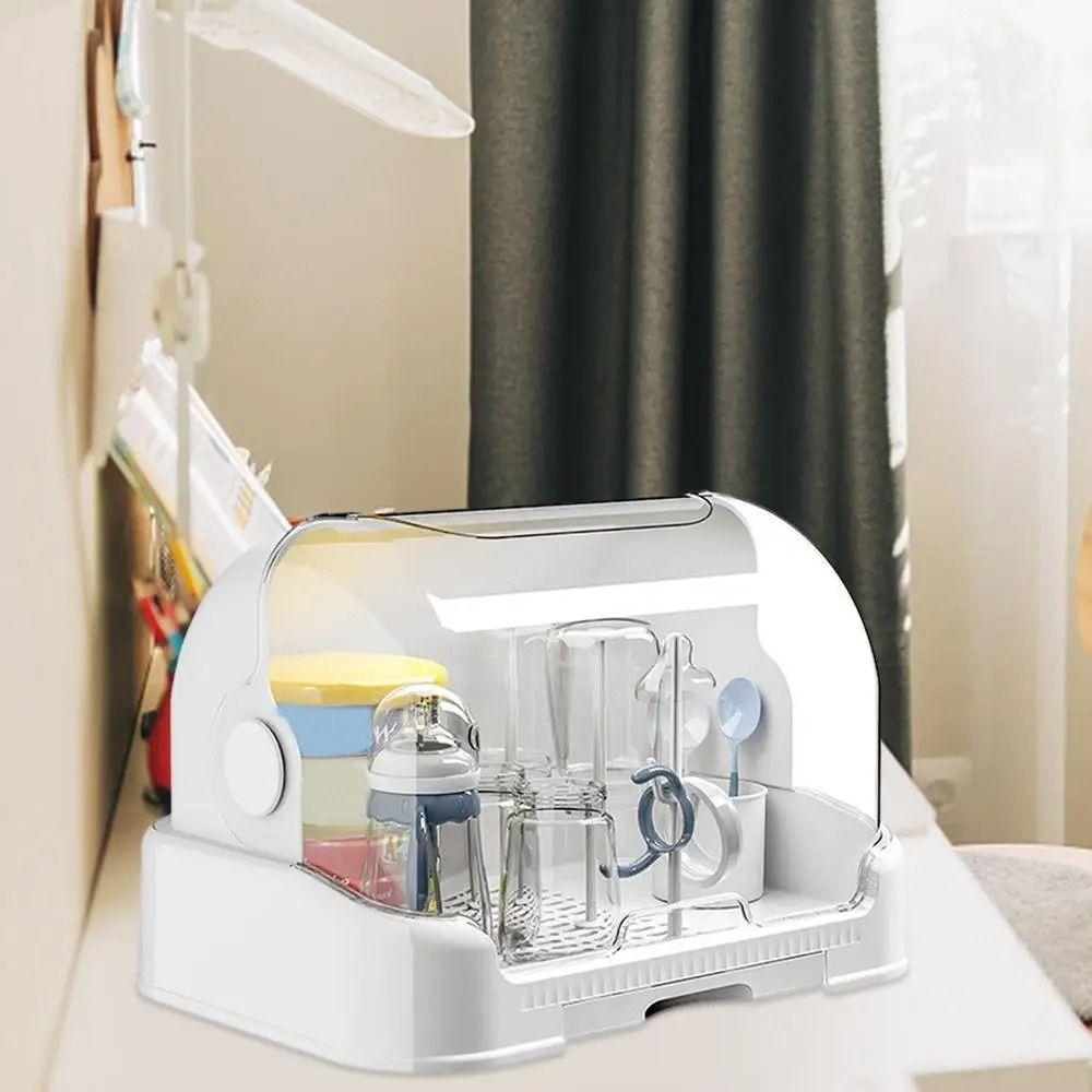 Plastový sušák na kojenecké lahvičky s krytem Sušička Prachotěsná krabička na lahvičky Úložná krabička na kojenecké lahvičky