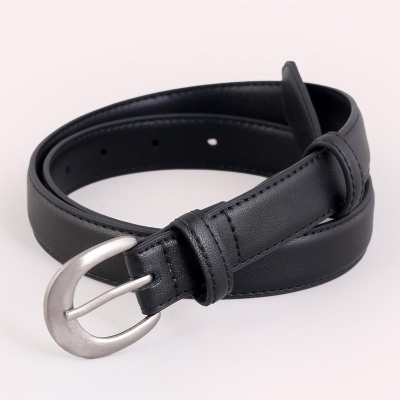 

Simple Genuine Leather Belt For Women With Alloy Buckle And Casual Style чёрный