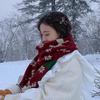 Christmas Elk Big Scarf Women's Autumn and Winter Versatile Cute Girl Heart Long Knitted Wool Scarf Winter Warm