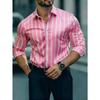 Camicia a righe con revers sottile da uomo per primavera e autunno, top casual versatile