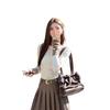 Autumn/Winter 2025 Korean Style Woolen Suit with Pleated Skirt - Herringbone Pattern Two-Piece Set