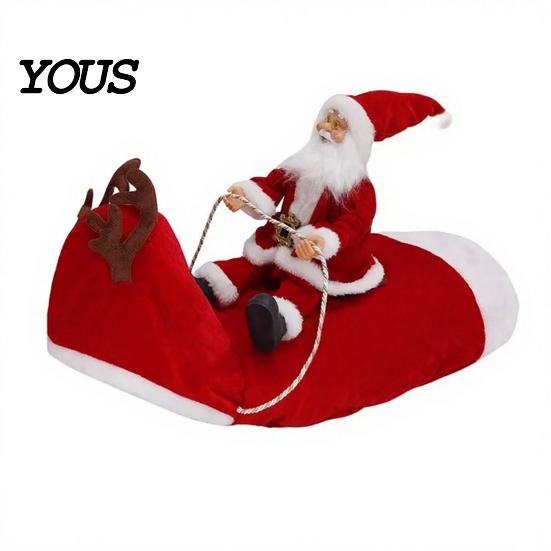 Warm Acrylic Dog Apparel Santa Riding Costume, Christmas Rider Pet Outfit, Hooded Funny Snowflake Pattern Outfits Holiday Cosplay Costume for