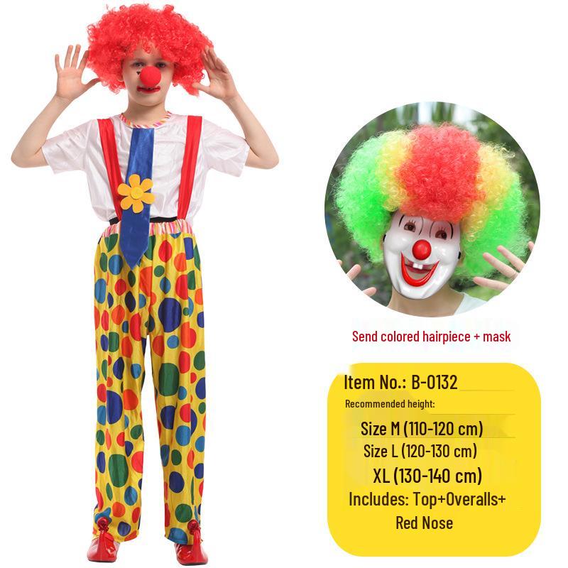 Kids' Clown & Magician Costume Set for Boys & Girls - Perfect for Masquerades, National Day, Christmas & New Year Performances.