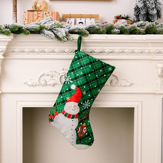 Christmas Stocking 18" Large Fireplace Hanging Socks with Santa Snowman Pattern Xmas Candy Bags for Holiday Wall Tree Decor