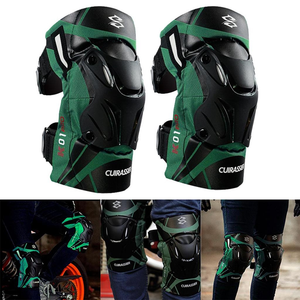 2Pcs Motorcycle Knee Pads Shock Absorbing EVA Foam Shock Resistant Guard Fits for Motocross Racing Mountain Bike Reflective