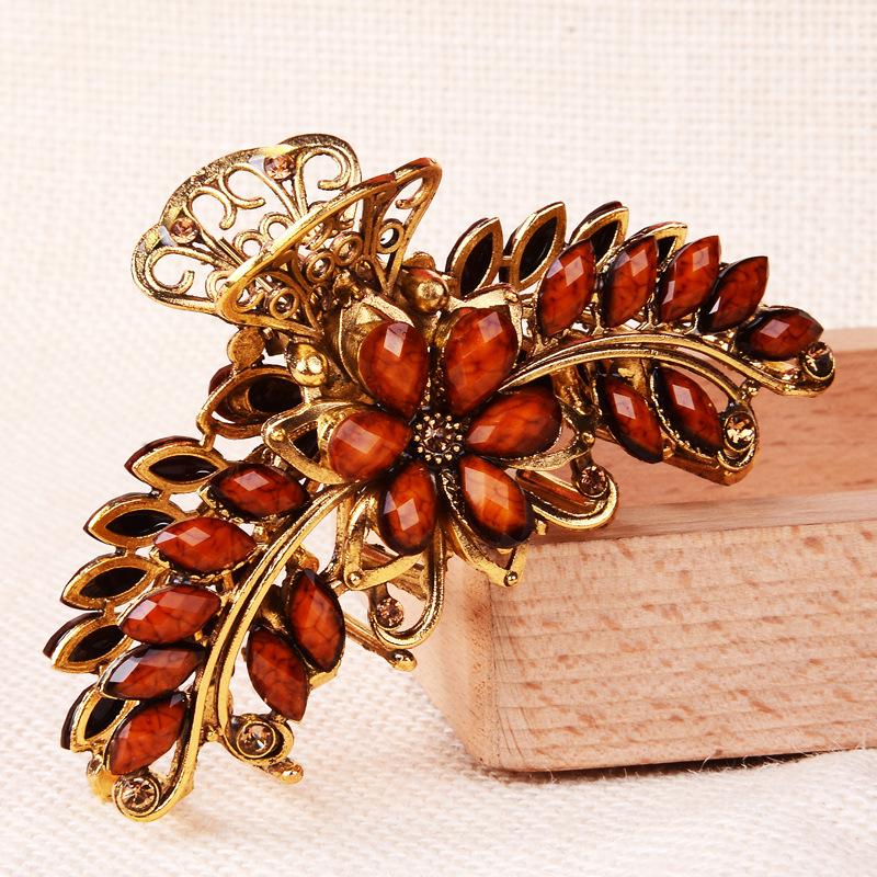 

1 шт. винтажные аксессуары для волос, заколка для волос «конский хвост», большая заколка для ручки коричневый