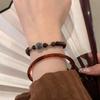 Simple Amber Beaded Bracelet for Women Exquisite Brown Chinese-Style Bangle Vintage Sweet Casual Versatile Stackable Jewelry New