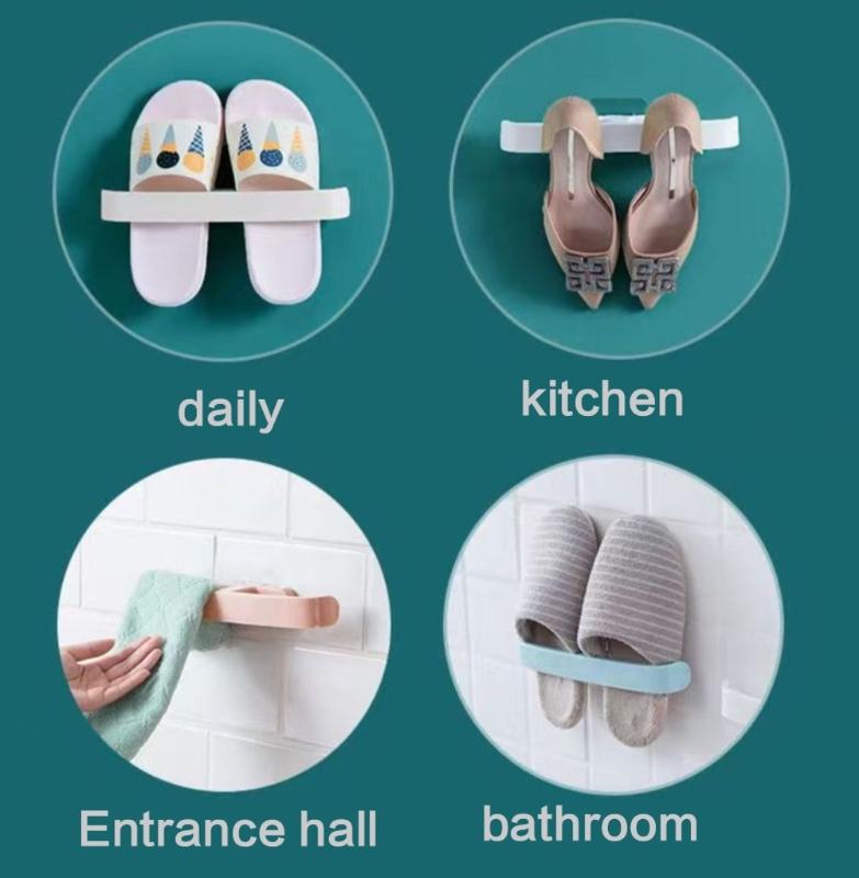 Plastic Wall Mount Shoe Holder 5Pcs No Drill Installation Water Resistant Design Slipper Hanger Rack for Modern Homes