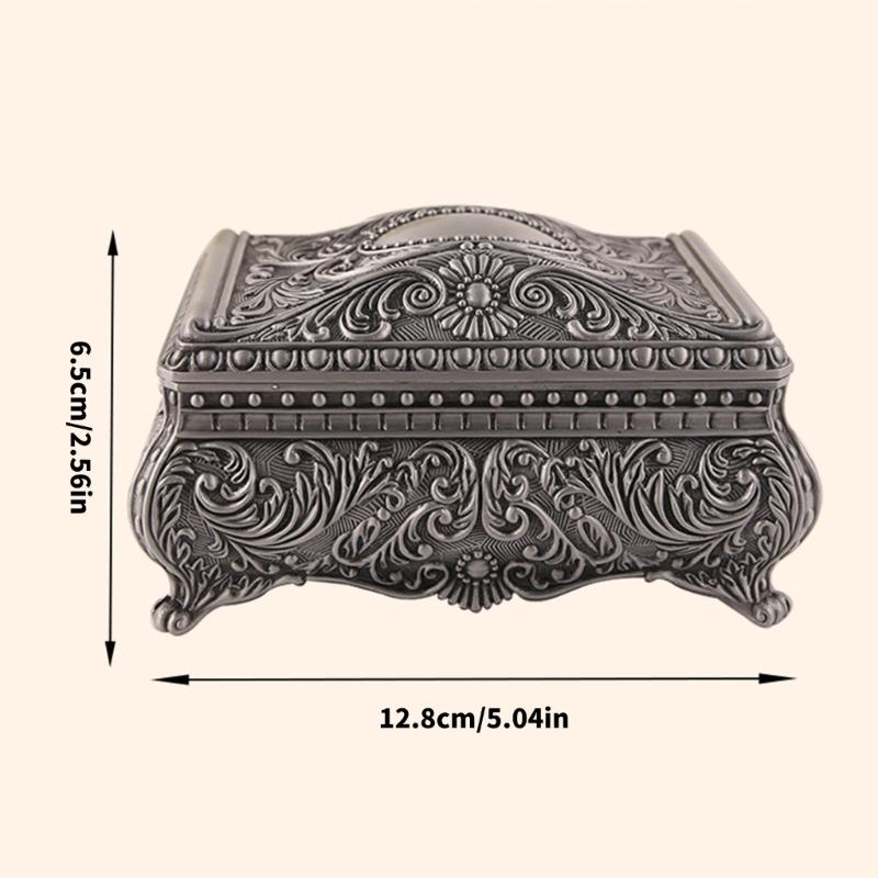 Antique Tin Metal Jewelry Storage Box Dustproof Moisture Resistant Antique Metal Jewelry Organizers Box For Home Decors