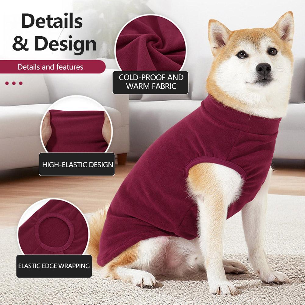 XS-3XL Dog Autumn Winter Vest Clothes Warm Fleece Pet Coat Home Wear Pet Hoodie for 4-42.5kg Medium Large Dogs Labrador Dog