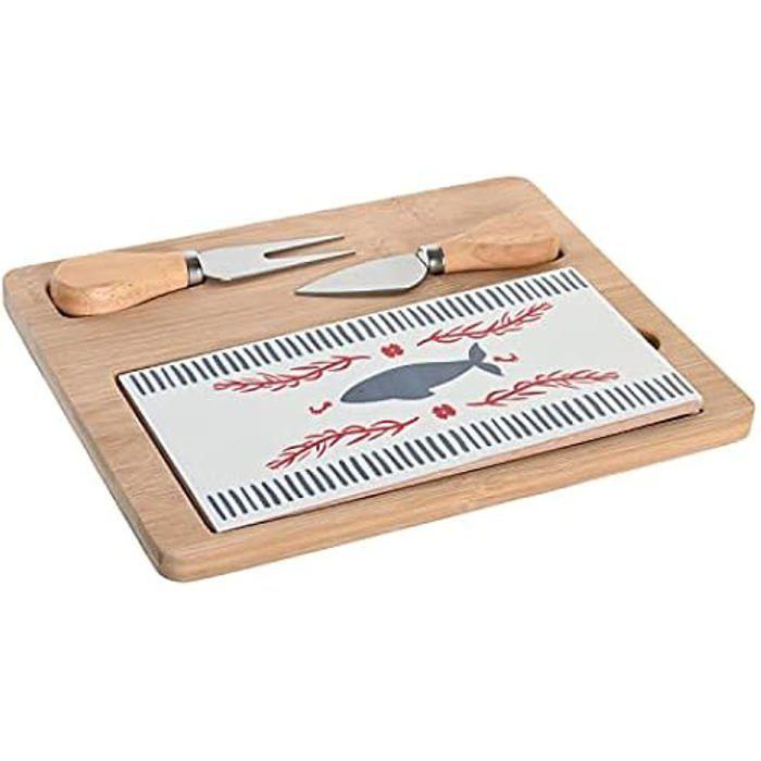 Set D'apéritif - DKD Home Decor - Bleu Et Rouge - Grès - 24,5 X 20 X 1,2 Cm - Design Contemporain