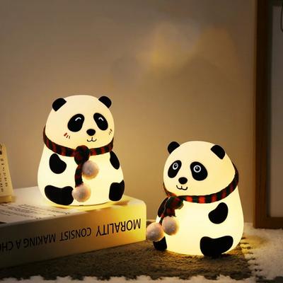 Panda Night Light Tap Control Lampa do školky Měkká silikonová pro děti Batolata Ložnice Noční USB dobíjecí 7 barev