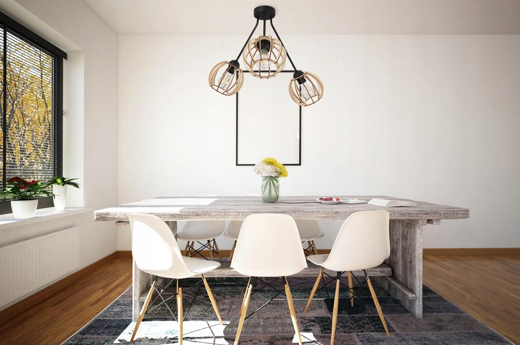 Hanging Lamp, Ceiling Chandelier, Wooden Lampshade, Led