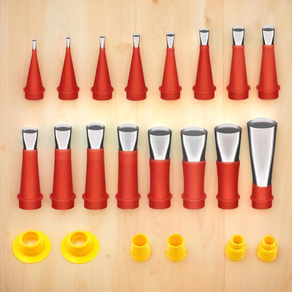 22Pcs 16 Piece Rubber Nozzle Tool with Removable Base Stainless Steel Caulking Nozzle Coating Caulk Tips Caulk Extension Nozzle