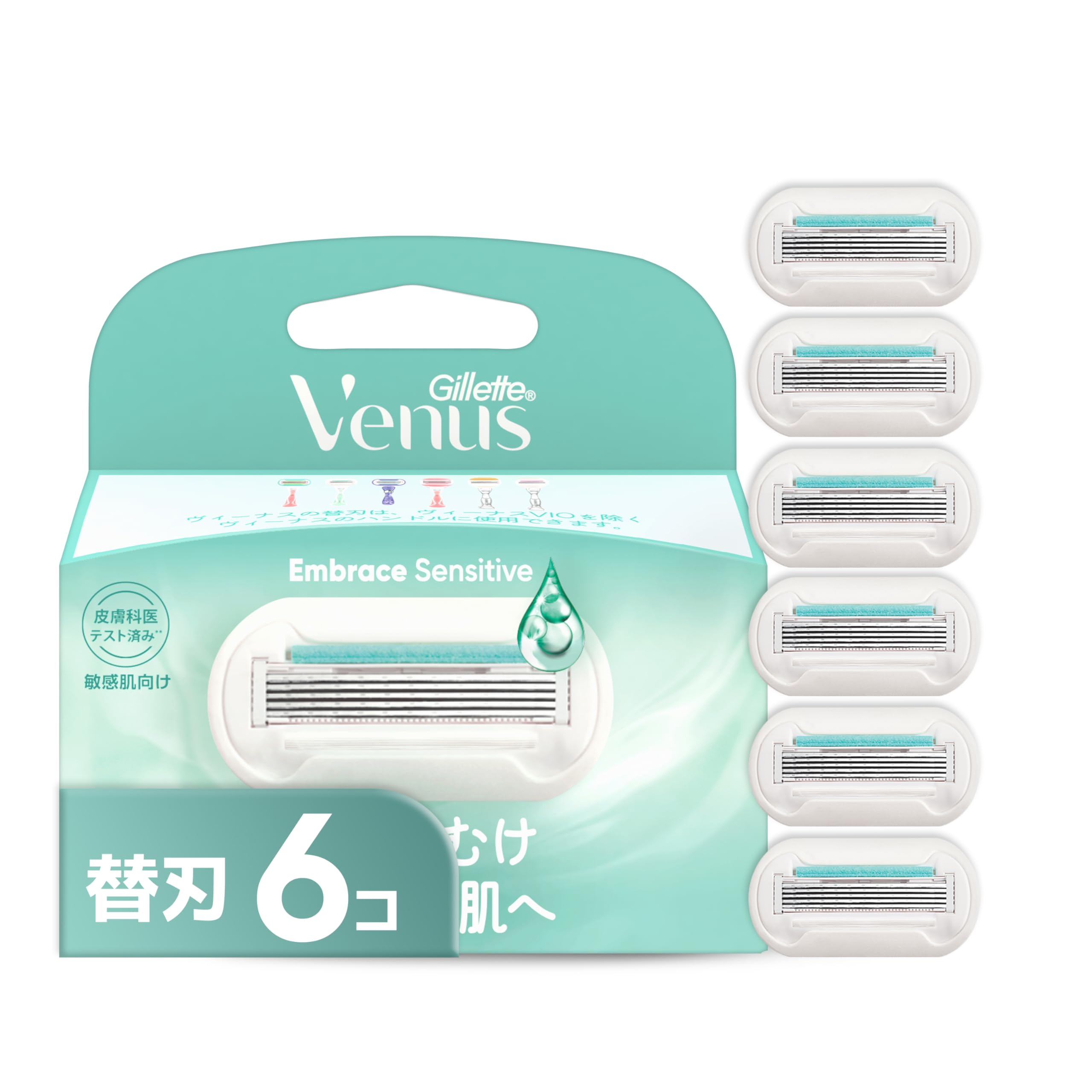 

Gillette Venus VENUS Бритва для Для Чувствительной Для Гладкой 6 Сменные Embrace Sensitive Женщины, Кожа, Кожа, Лезвия, белый