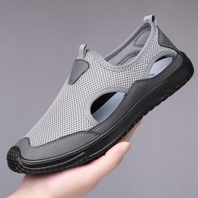 Letnie nowe oddychające buty z siateczki męskie siatkowe ażurowe sandały miękka podeszwa męskie buty dziurawe buty