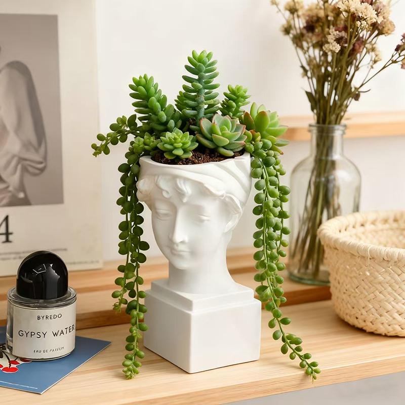 Elegant British Girl Flowerpot Green Potted Plants Container Home Courtyard Garden Sculpture Decoration Ornament Gift