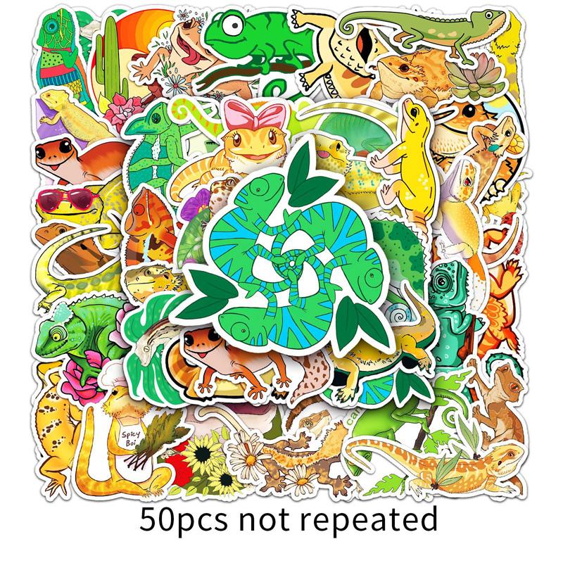 

50 шт. Наклейки с изображением ящериц из мультфильма, наклейки для багажа в формате Vtube, наклейки для кружек, наклейки для украшения ноутбука