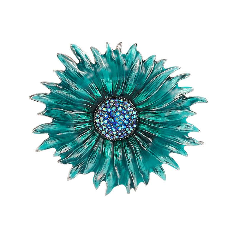 

Enamel Brown Sunflower Brooch Pins Melon Seeds Rhinestone Badge for Women Plant Jewelry Accessory синій