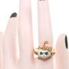 Rhinestone Dog Head Ring Kitten Animal Ring Personality Irregular Opening Ring  for Cat Dog Lovers