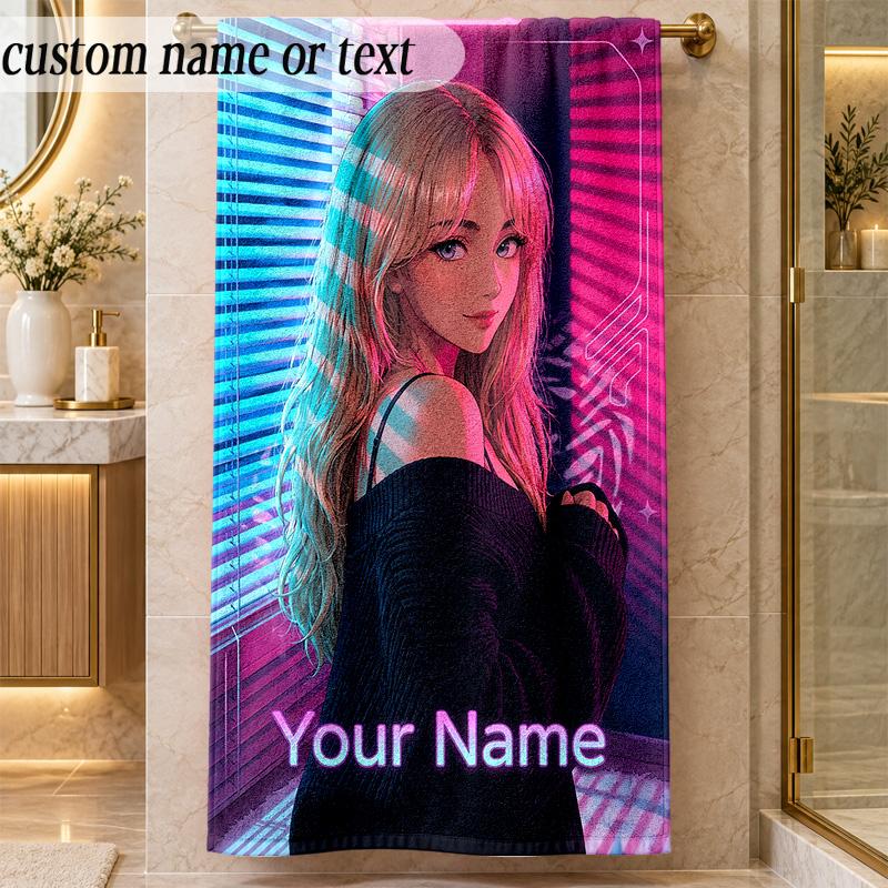 Beach TowelSabrina Carpenter Custom Name Text Personalized Soft Towel for Beach Pool Indoor Home Decor Gift
