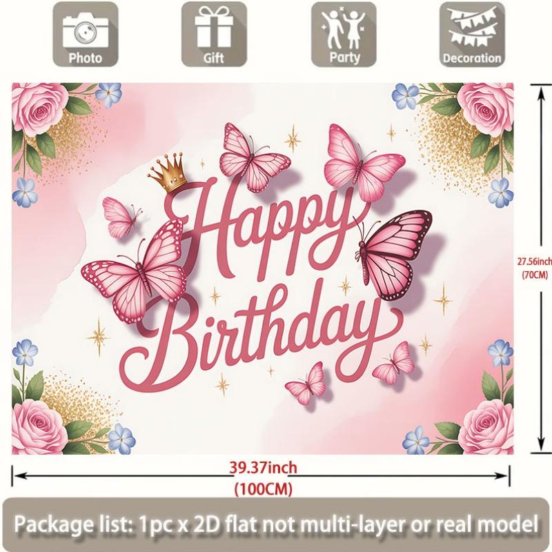 2D flat design featuring pink butterflies and roses suitable for birthdays weddings parties and coming-of-age celebrations
